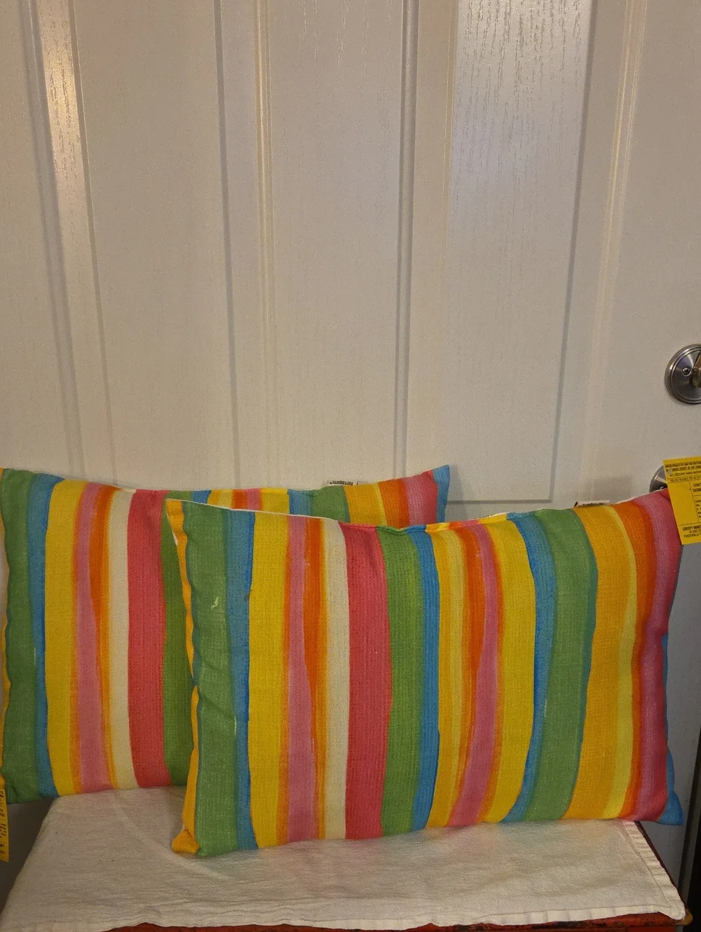 Pier One Outdoor Pillows Yellow Pink Green Blue Orange Striped